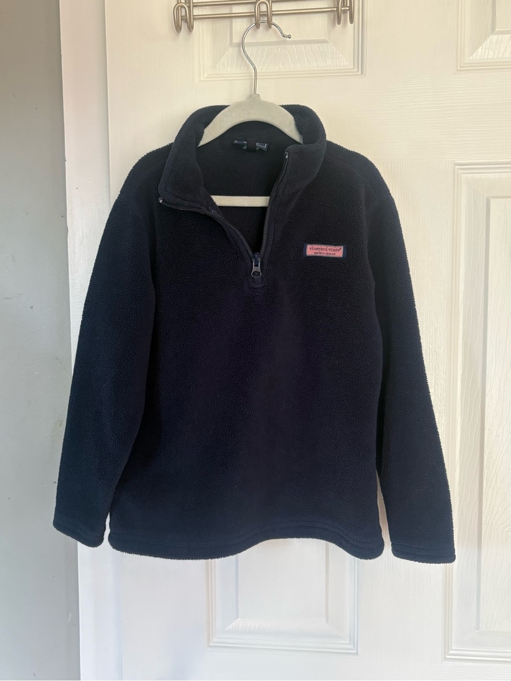 Size 5 Boys Fleece Vineyard Vines Navy Sherpa Quarter-Zip Pullover